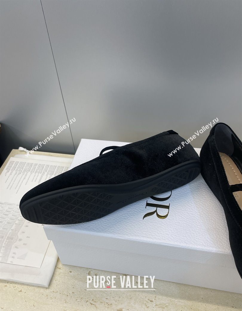 Dior New Ballet Flats in Crinkled Suede Black 2025 1029 (JC-251029083)