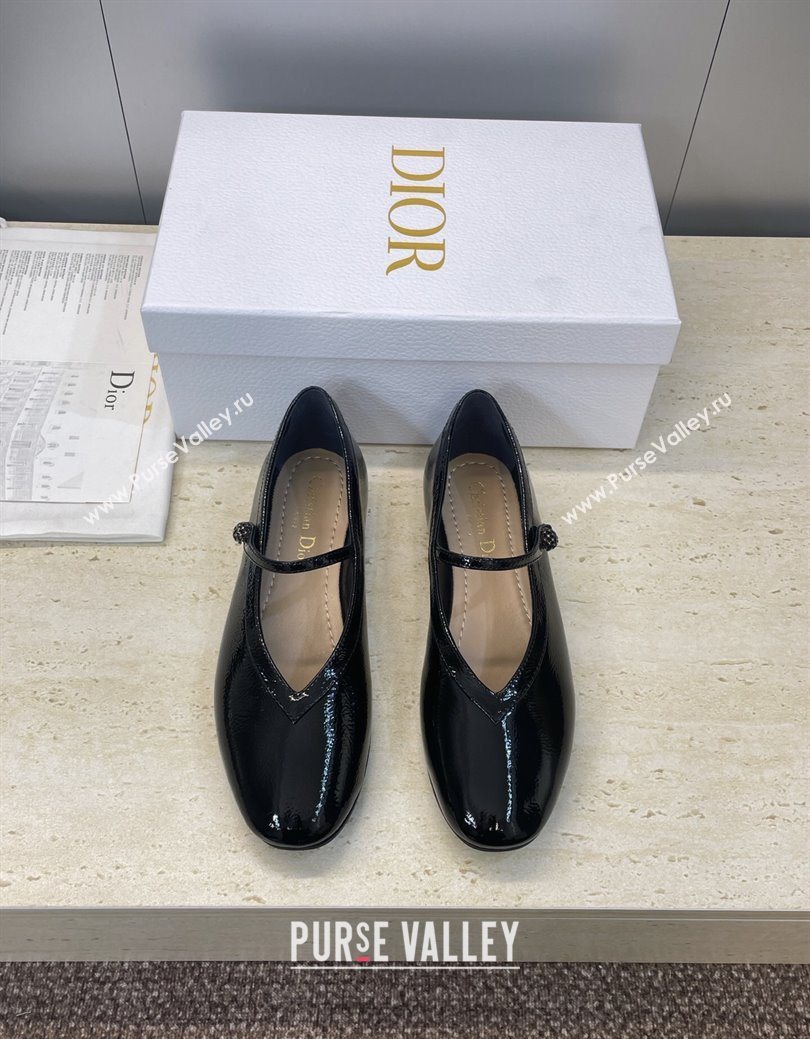 Dior New Ballet Flats in Crinkled Patent Calfskin Leather Black 2025 1029 (JC-251029084)
