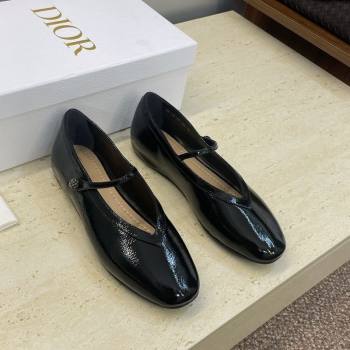Dior New Ballet Flats in Crinkled Patent Calfskin Leather Black 2025 1029 (JC-251029084)