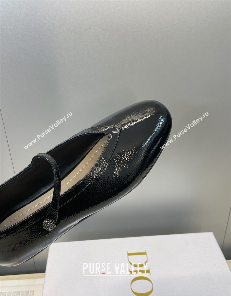 Dior New Ballet Flats in Crinkled Patent Calfskin Leather Black 2025 1029 (JC-251029084)