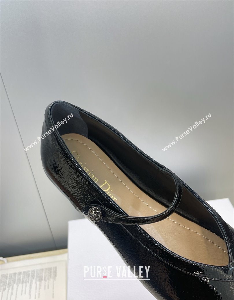 Dior New Ballet Flats in Crinkled Patent Calfskin Leather Black 2025 1029 (JC-251029084)