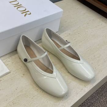 Dior New Ballet Flats in Crinkled Patent Calfskin Leather White 2025 1029 (JC-251029085)