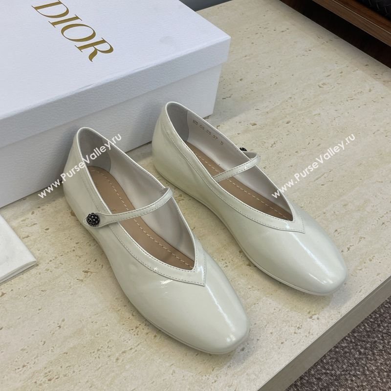 Dior New Ballet Flats in Crinkled Patent Calfskin Leather White 2025 1029 (JC-251029085)