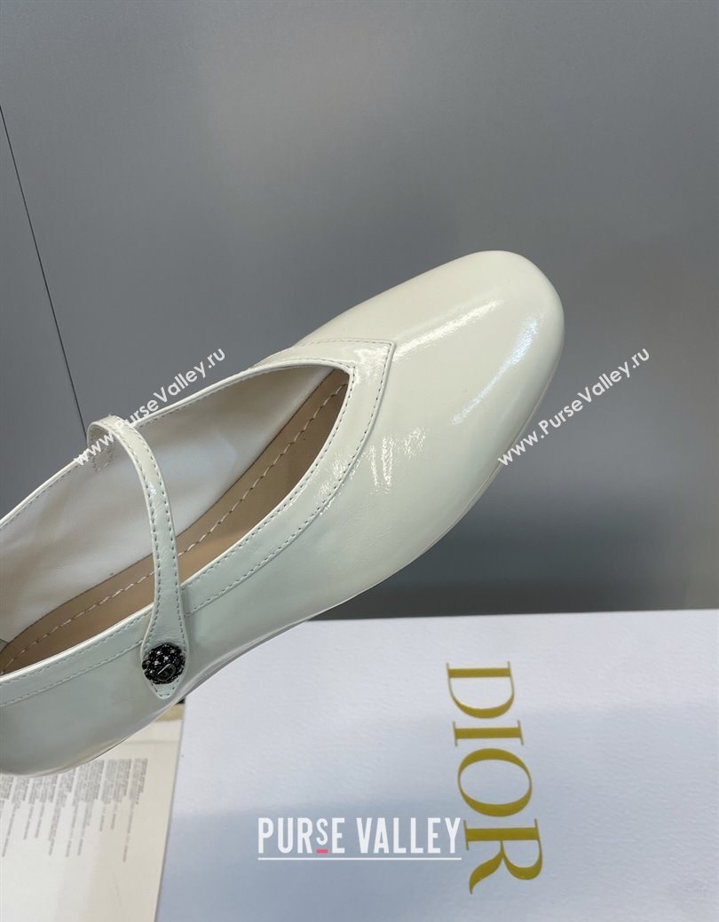 Dior New Ballet Flats in Crinkled Patent Calfskin Leather White 2025 1029 (JC-251029085)