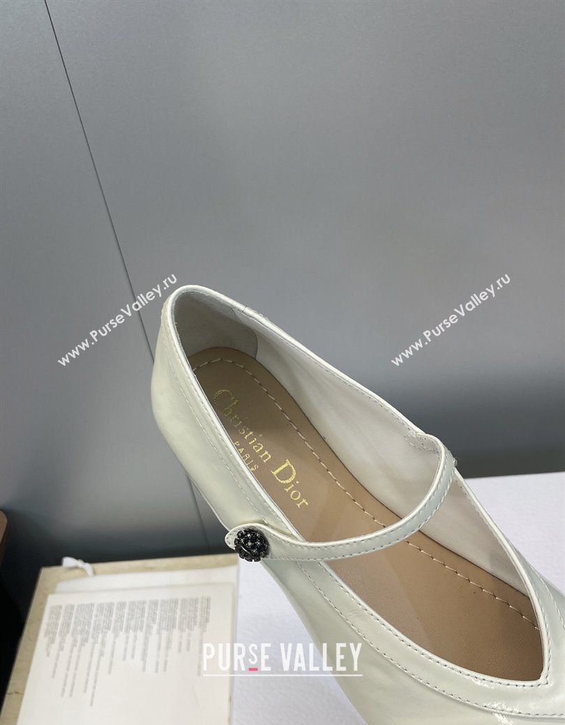 Dior New Ballet Flats in Crinkled Patent Calfskin Leather White 2025 1029 (JC-251029085)