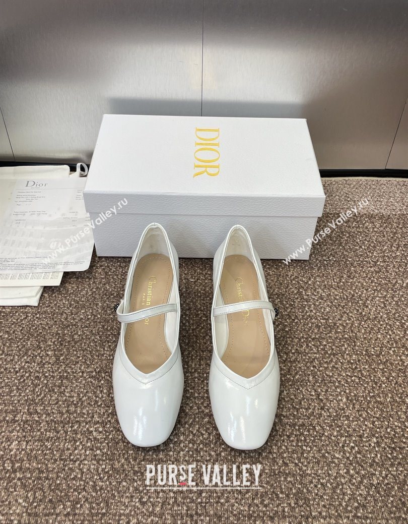 Dior New Mary Janes Pumps 3.5cm in White Patent Calfskin Leather 2025 1029 (JC-251029086)