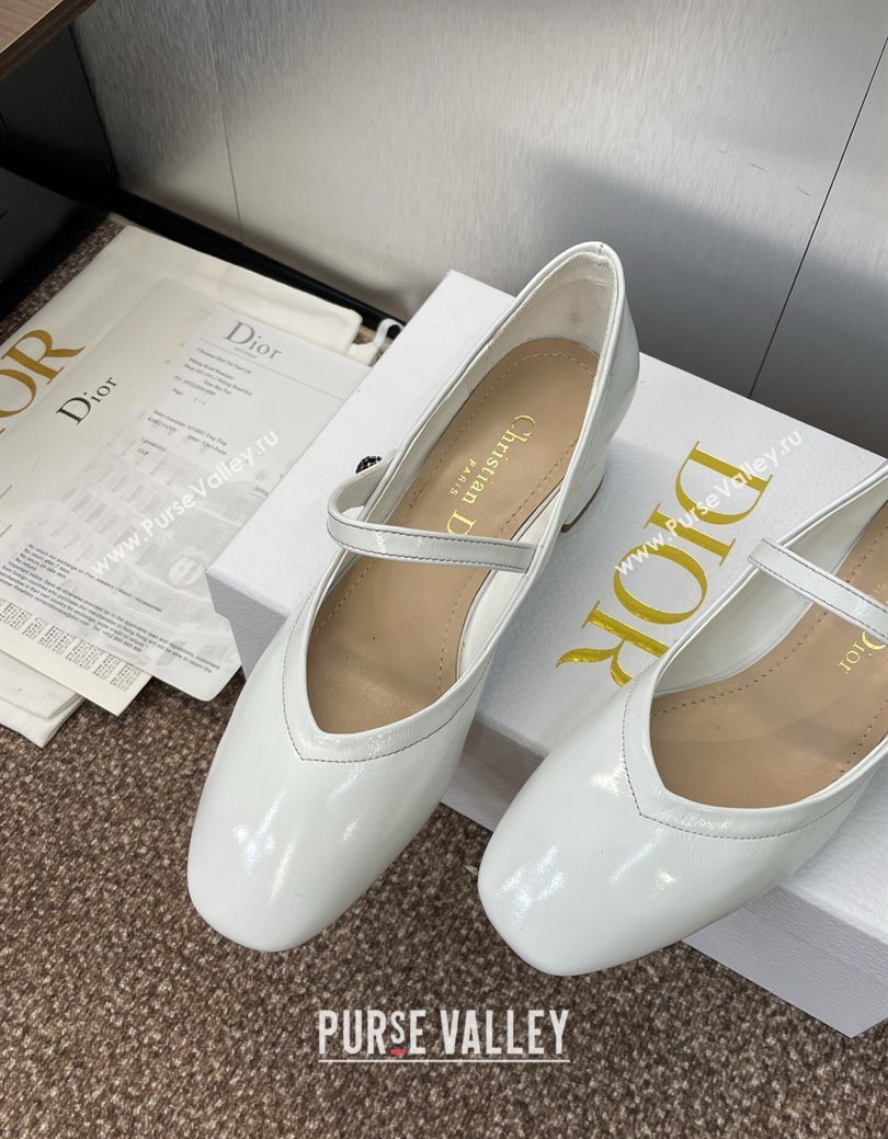Dior New Mary Janes Pumps 3.5cm in White Patent Calfskin Leather 2025 1029 (JC-251029086)