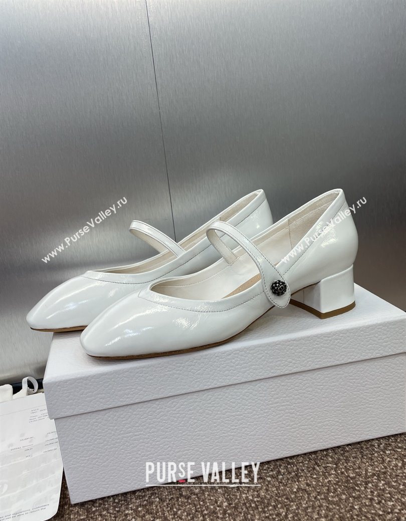 Dior New Mary Janes Pumps 3.5cm in White Patent Calfskin Leather 2025 1029 (JC-251029086)