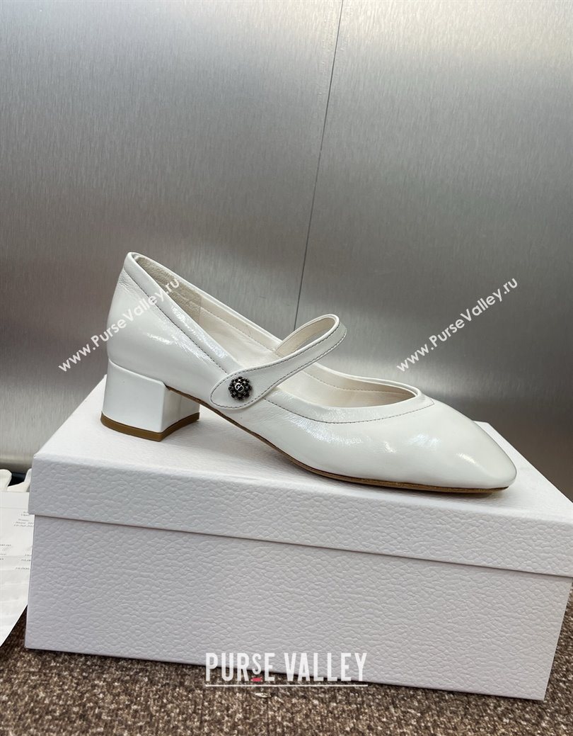 Dior New Mary Janes Pumps 3.5cm in White Patent Calfskin Leather 2025 1029 (JC-251029086)