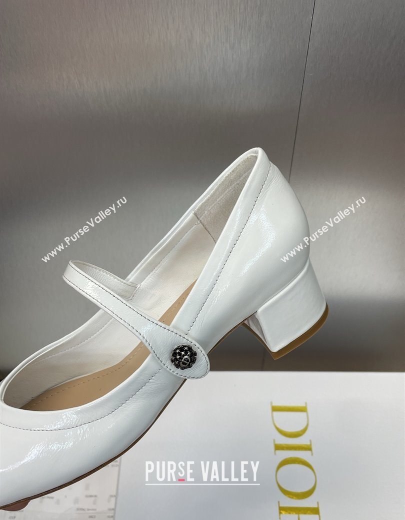 Dior New Mary Janes Pumps 3.5cm in White Patent Calfskin Leather 2025 1029 (JC-251029086)