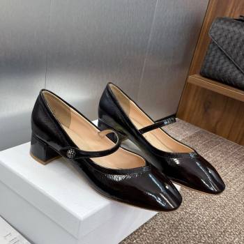 Dior New Mary Janes Pumps 3.5cm in Black Crinkled Patent Calfskin Leather 2025 1029 (JC-251029088)