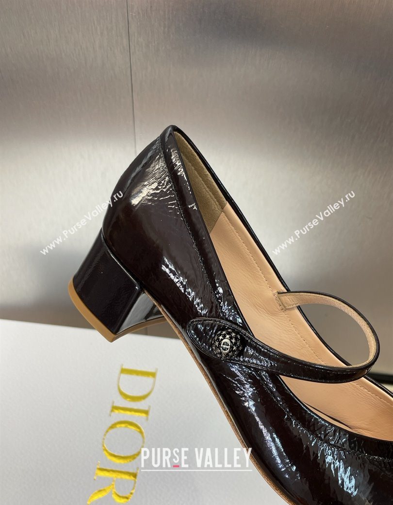 Dior New Mary Janes Pumps 3.5cm in Black Crinkled Patent Calfskin Leather 2025 1029 (JC-251029088)