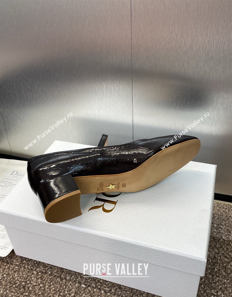 Dior New Mary Janes Pumps 3.5cm in Black Crinkled Patent Calfskin Leather 2025 1029 (JC-251029088)