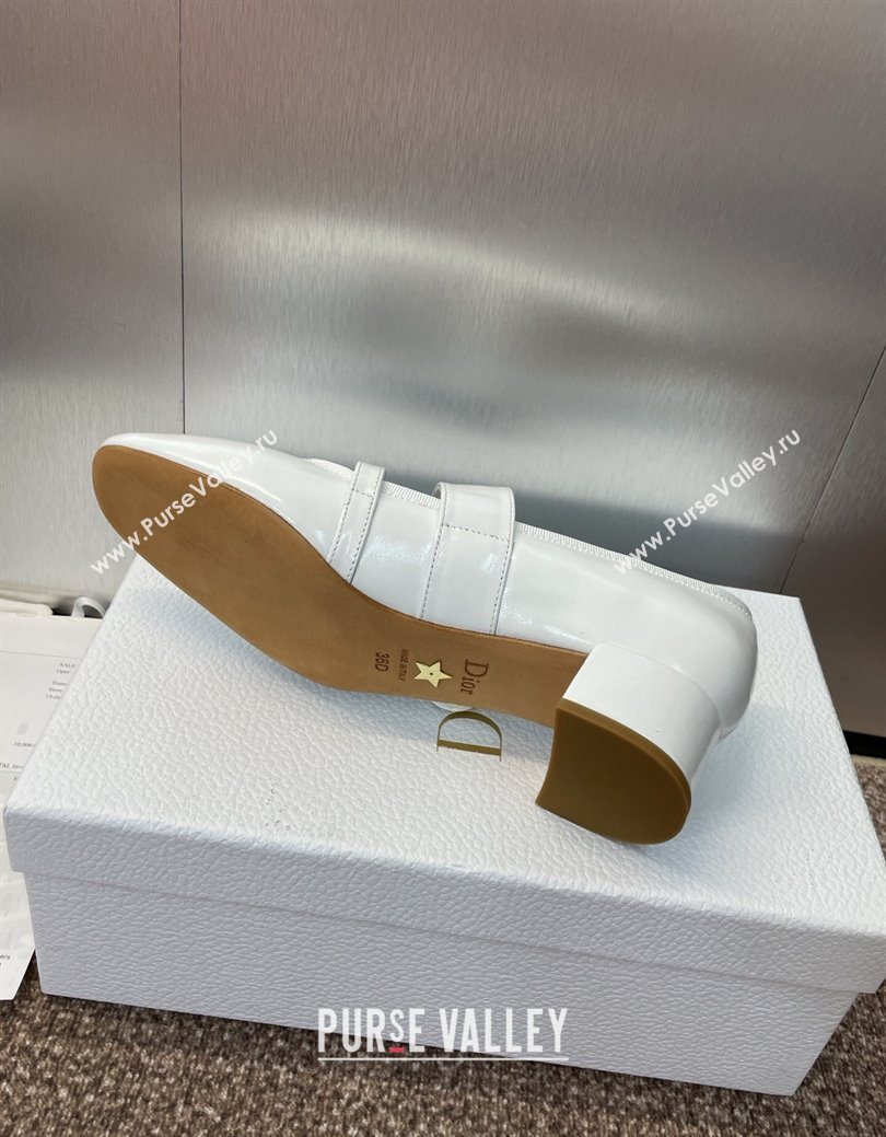 Dior D-Winter Mary Janes Pumps 3.5cm in Crinkled Patent Calfskin Leather White 2025 1029 (JC-251029089)