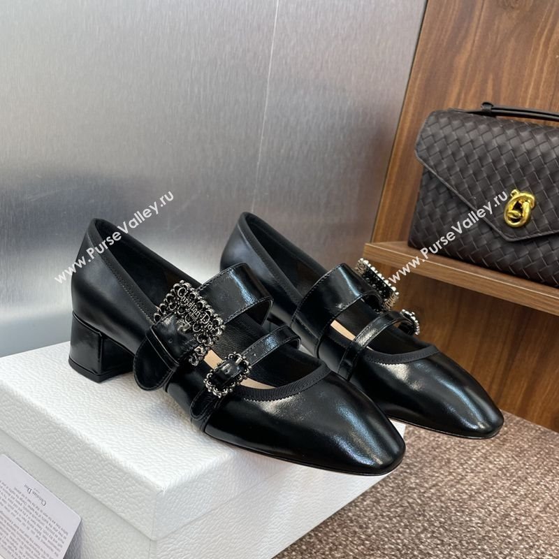 Dior D-Winter Mary Janes Pumps 3.5cm in Crinkled Patent Calfskin Leather Black 2025 1029 (JC-251029090)