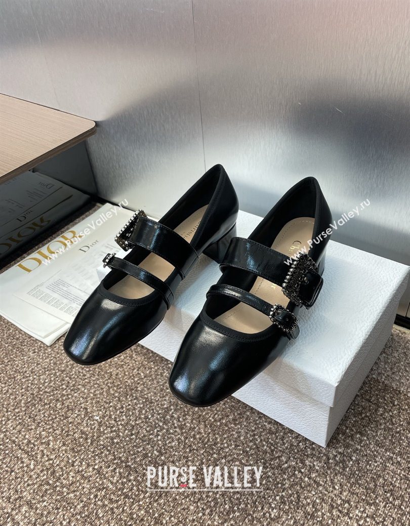 Dior D-Winter Mary Janes Pumps 3.5cm in Crinkled Patent Calfskin Leather Black 2025 1029 (JC-251029090)