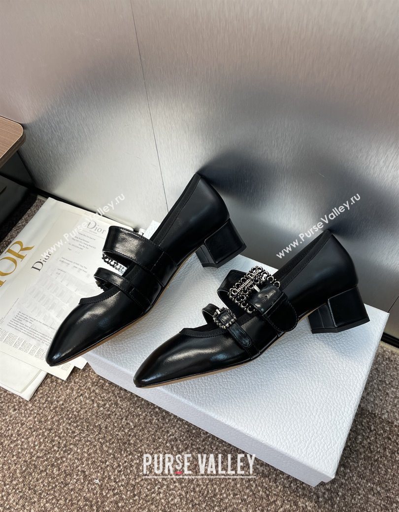 Dior D-Winter Mary Janes Pumps 3.5cm in Crinkled Patent Calfskin Leather Black 2025 1029 (JC-251029090)