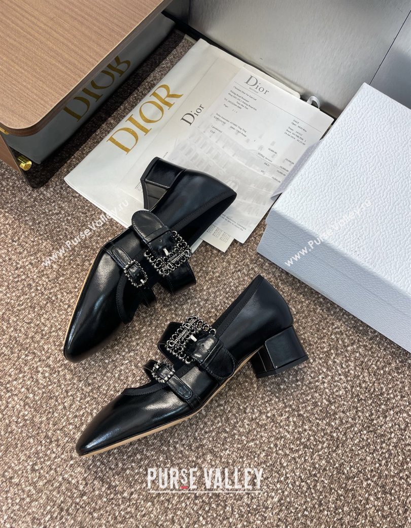 Dior D-Winter Mary Janes Pumps 3.5cm in Crinkled Patent Calfskin Leather Black 2025 1029 (JC-251029090)