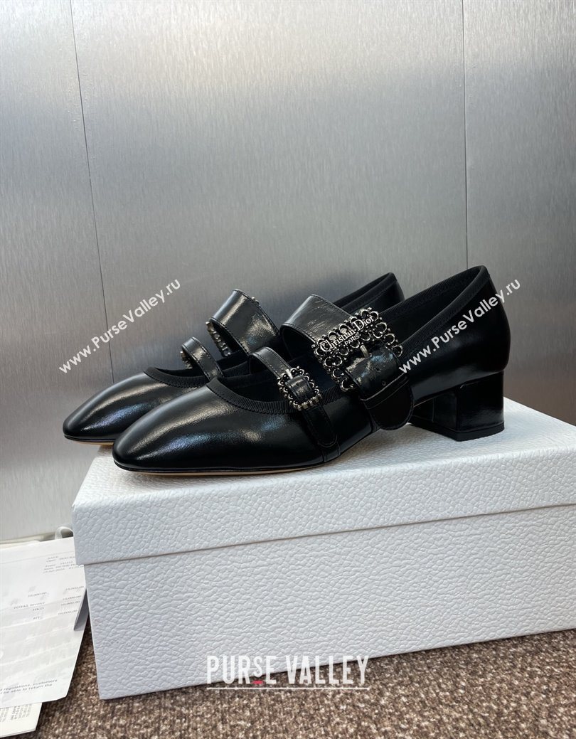 Dior D-Winter Mary Janes Pumps 3.5cm in Crinkled Patent Calfskin Leather Black 2025 1029 (JC-251029090)
