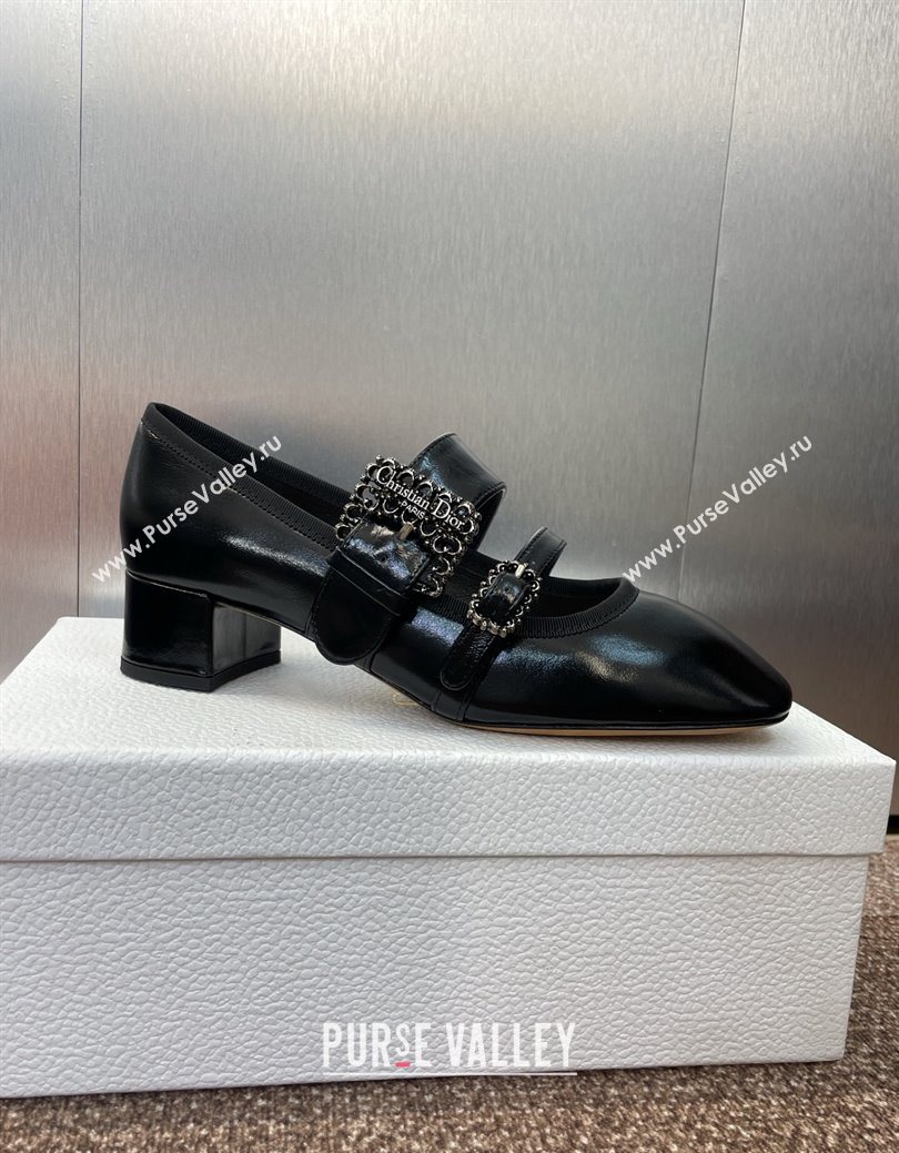 Dior D-Winter Mary Janes Pumps 3.5cm in Crinkled Patent Calfskin Leather Black 2025 1029 (JC-251029090)