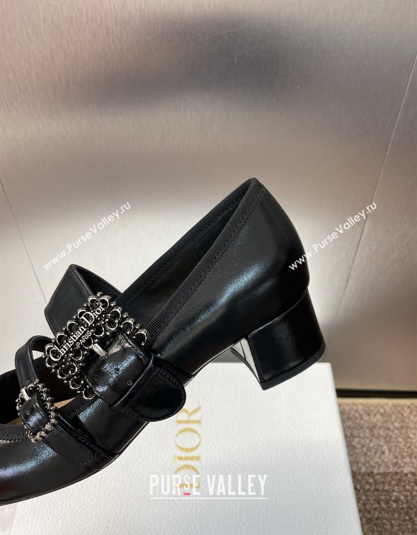 Dior D-Winter Mary Janes Pumps 3.5cm in Crinkled Patent Calfskin Leather Black 2025 1029 (JC-251029090)
