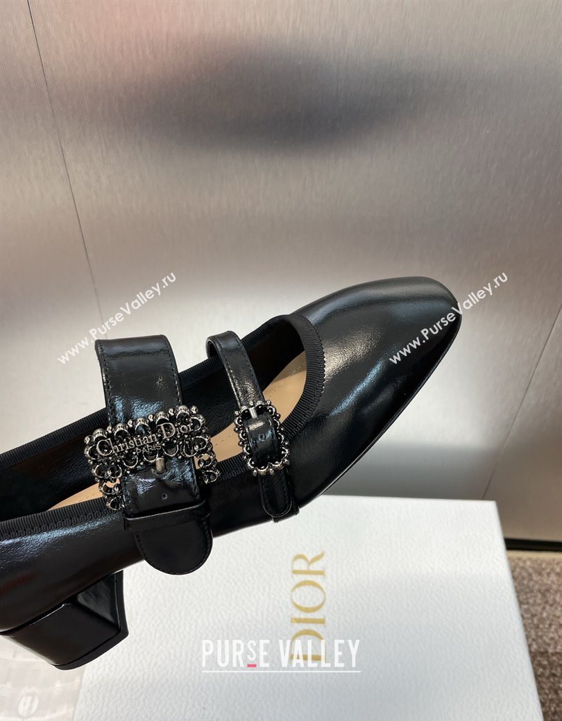 Dior D-Winter Mary Janes Pumps 3.5cm in Crinkled Patent Calfskin Leather Black 2025 1029 (JC-251029090)