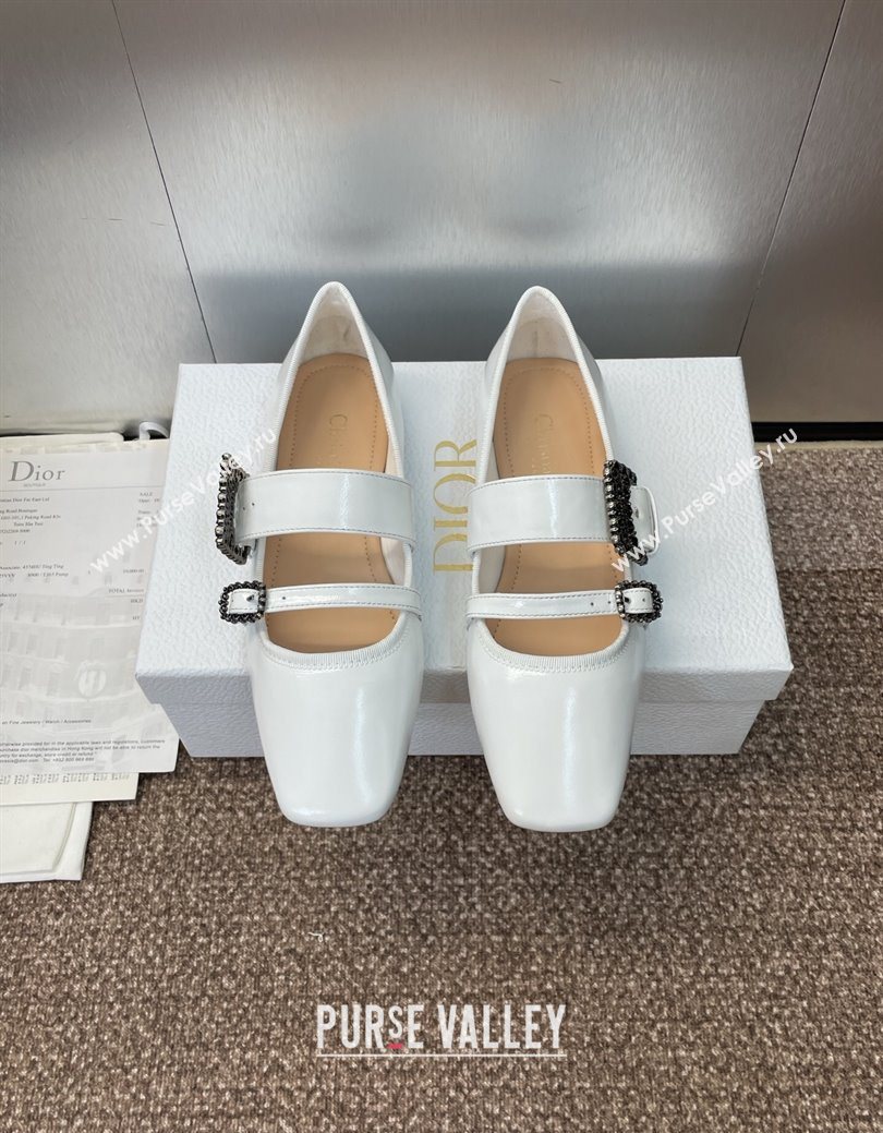 Dior D-Winter Ballet Flats in Crinkled Patent Calfskin Leather White 2025 1029 (JC-251029091)