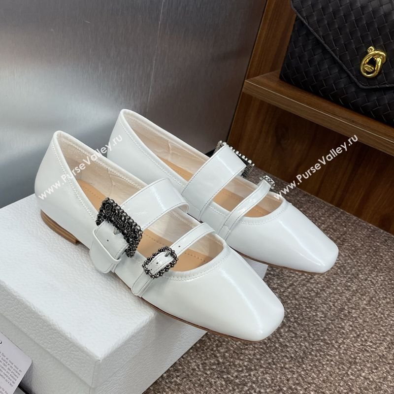 Dior D-Winter Ballet Flats in Crinkled Patent Calfskin Leather White 2025 1029 (JC-251029091)