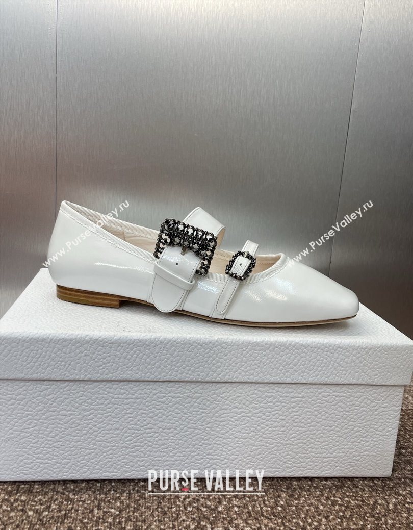 Dior D-Winter Ballet Flats in Crinkled Patent Calfskin Leather White 2025 1029 (JC-251029091)