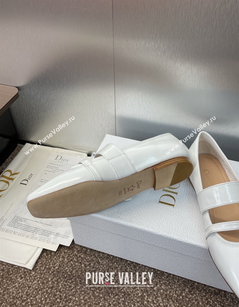 Dior D-Winter Ballet Flats in Crinkled Patent Calfskin Leather White 2025 1029 (JC-251029091)