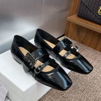 Dior D-Winter Ballet Flats in Crinkled Patent Calfskin Leather Black 2025 1029 (JC-251029092)