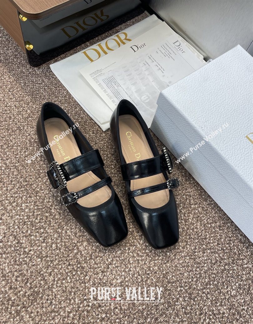 Dior D-Winter Ballet Flats in Crinkled Patent Calfskin Leather Black 2025 1029 (JC-251029092)
