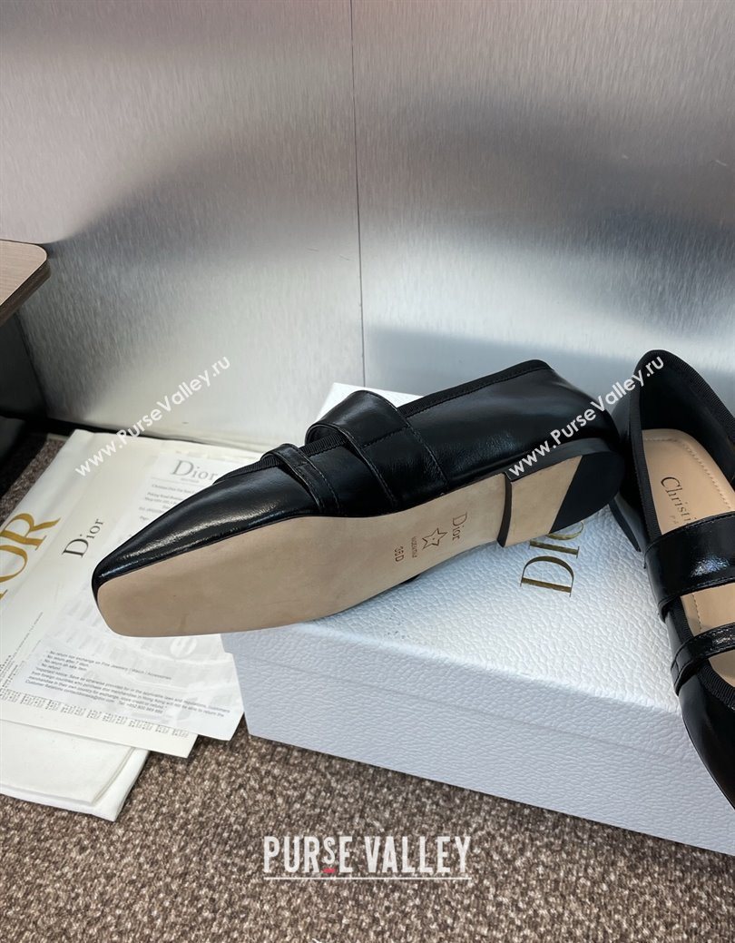 Dior D-Winter Ballet Flats in Crinkled Patent Calfskin Leather Black 2025 1029 (JC-251029092)