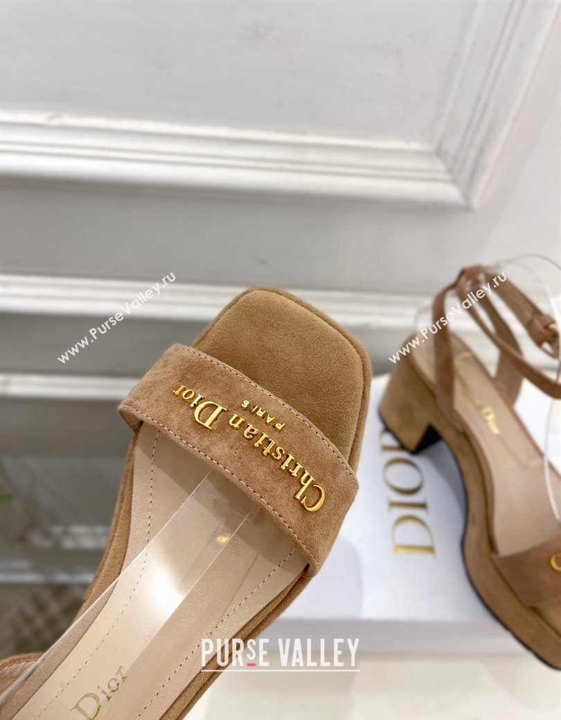 Dior D-Lane Platform Sandals 8.5cm in Suede with Signature Beige 2025 (MD-251029093)