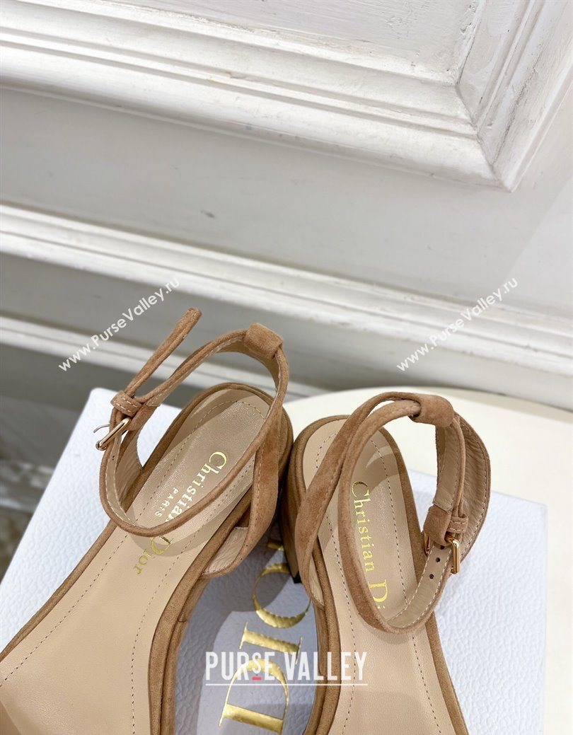 Dior D-Lane Platform Sandals 8.5cm in Suede with Signature Beige 2025 (MD-251029093)