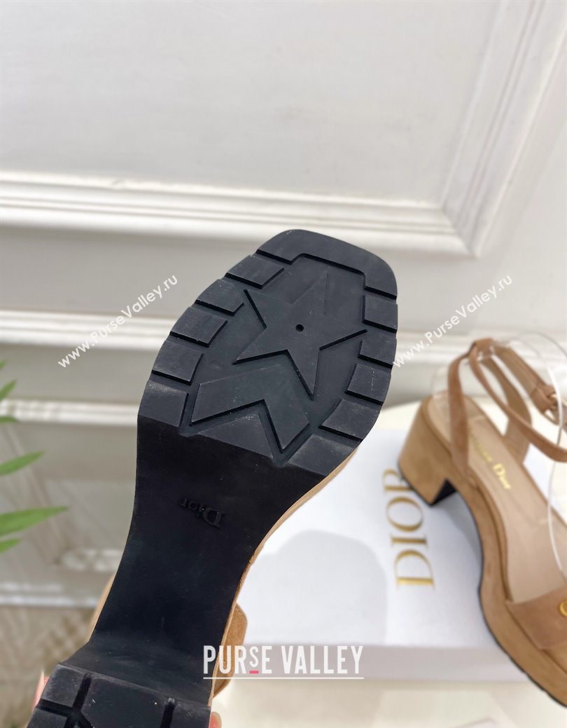 Dior D-Lane Platform Sandals 8.5cm in Suede with Signature Beige 2025 (MD-251029093)