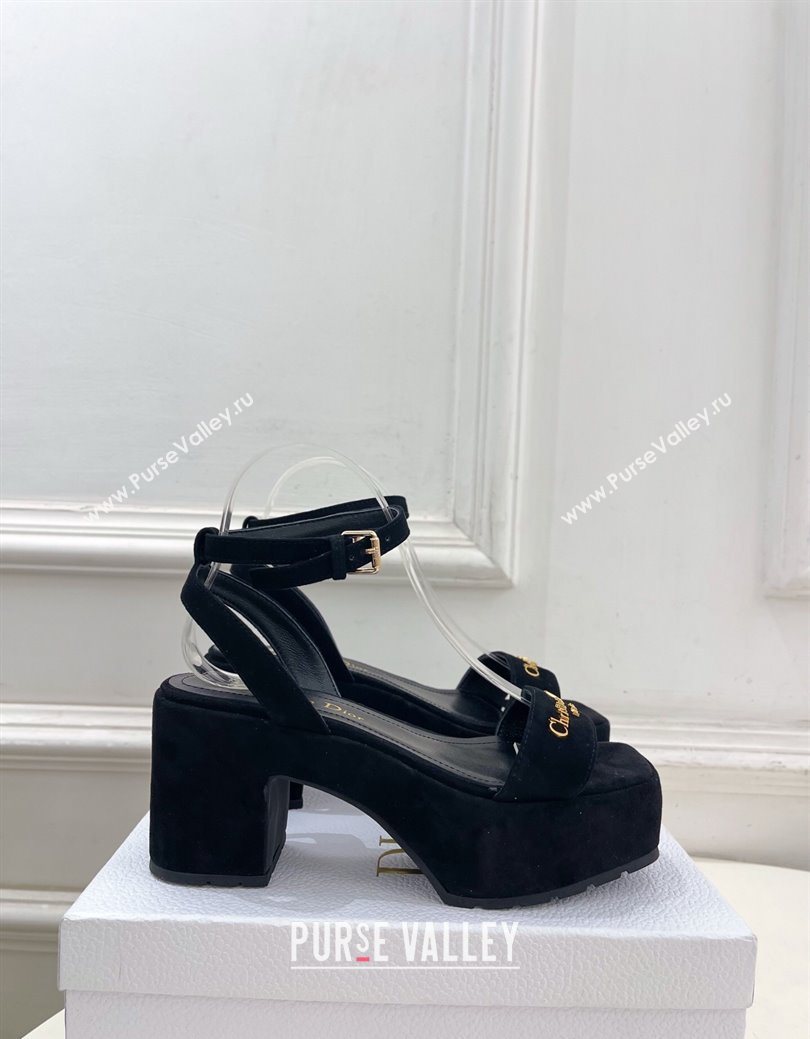 Dior D-Lane Platform Sandals 8.5cm in Suede with Signature Black 2025 (MD-251029095)