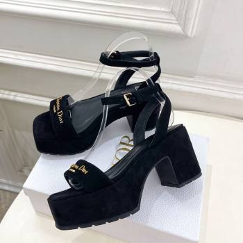 Dior D-Lane Platform Sandals 8.5cm in Suede with Signature Black 2025 (MD-251029095)