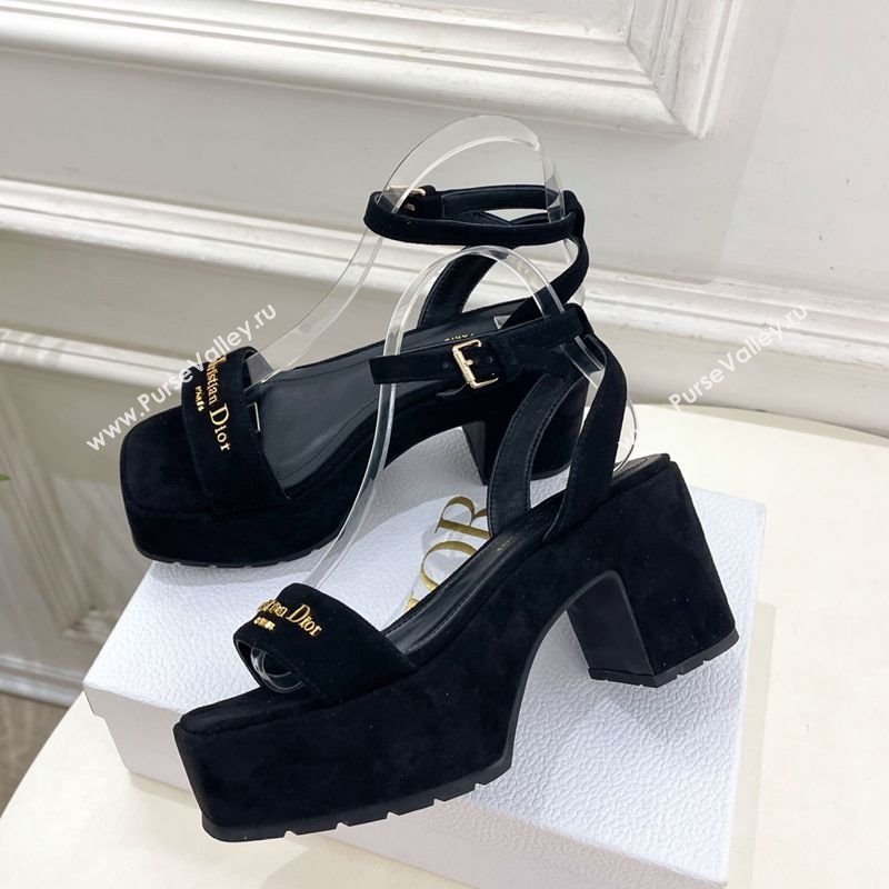 Dior D-Lane Platform Sandals 8.5cm in Suede with Signature Black 2025 (MD-251029095)