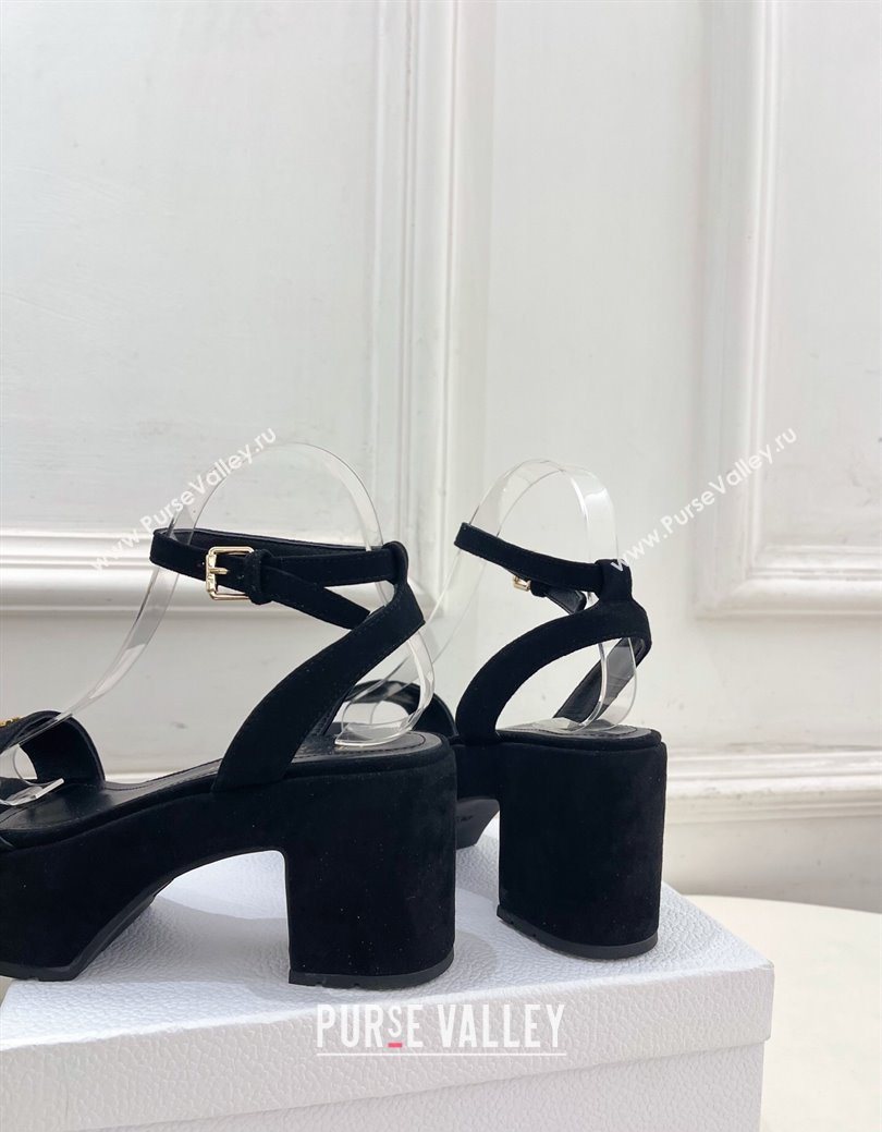 Dior D-Lane Platform Sandals 8.5cm in Suede with Signature Black 2025 (MD-251029095)
