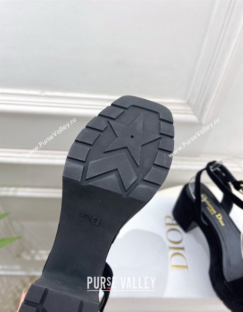 Dior D-Lane Platform Sandals 8.5cm in Suede with Signature Black 2025 (MD-251029095)
