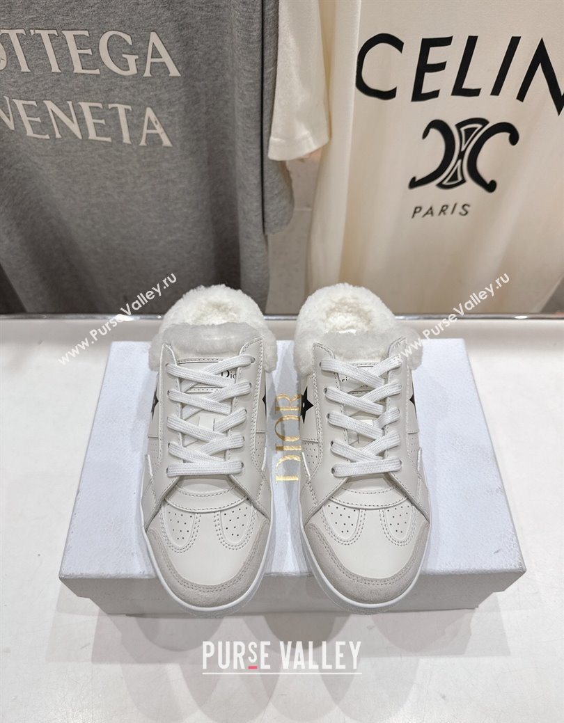 Dior Star Sneaker Mules in Calfskin Leather and Wool White2 2025 1029 (MD-251029062)