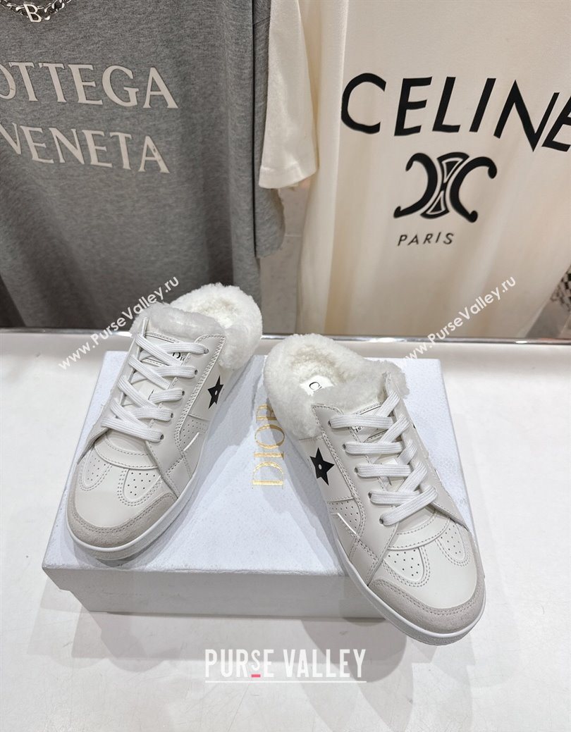 Dior Star Sneaker Mules in Calfskin Leather and Wool White2 2025 1029 (MD-251029062)