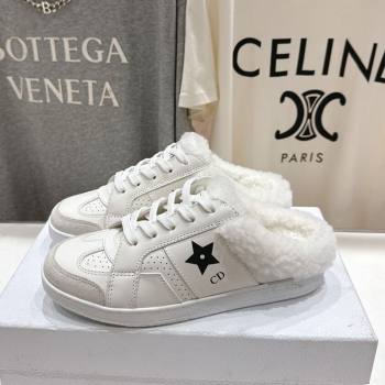 Dior Star Sneaker Mules in Calfskin Leather and Wool White2 2025 1029 (MD-251029062)