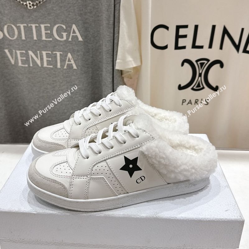 Dior Star Sneaker Mules in Calfskin Leather and Wool White2 2025 1029 (MD-251029062)