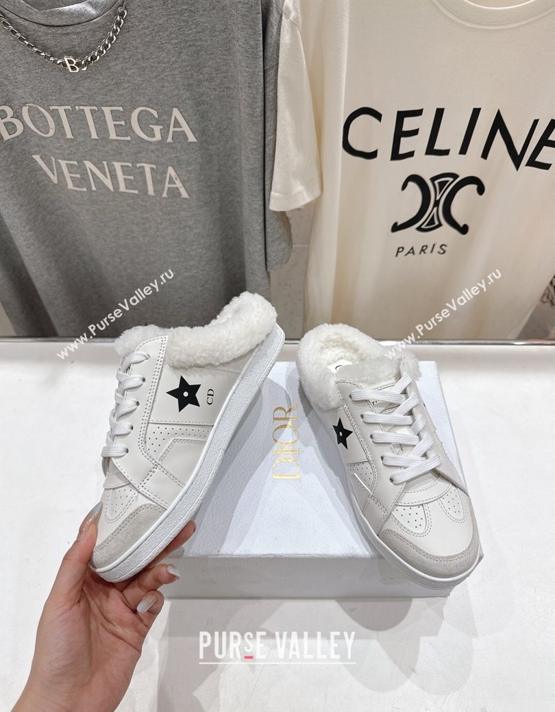 Dior Star Sneaker Mules in Calfskin Leather and Wool White2 2025 1029 (MD-251029062)