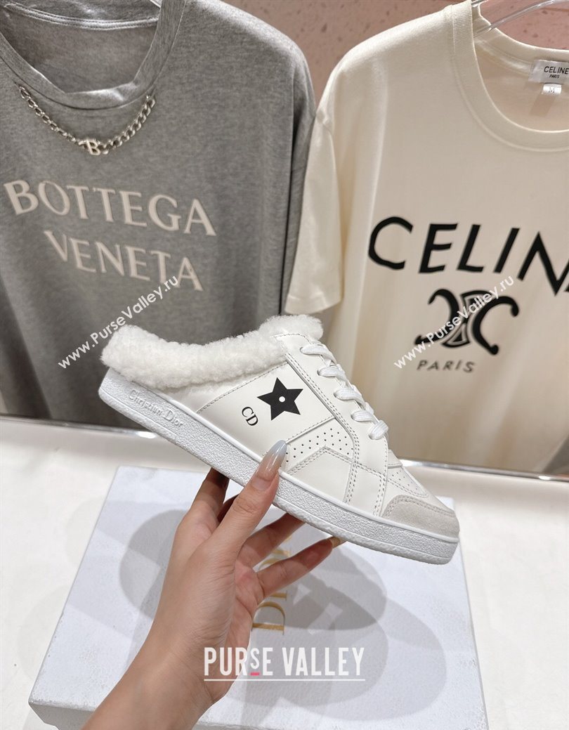 Dior Star Sneaker Mules in Calfskin Leather and Wool White2 2025 1029 (MD-251029062)