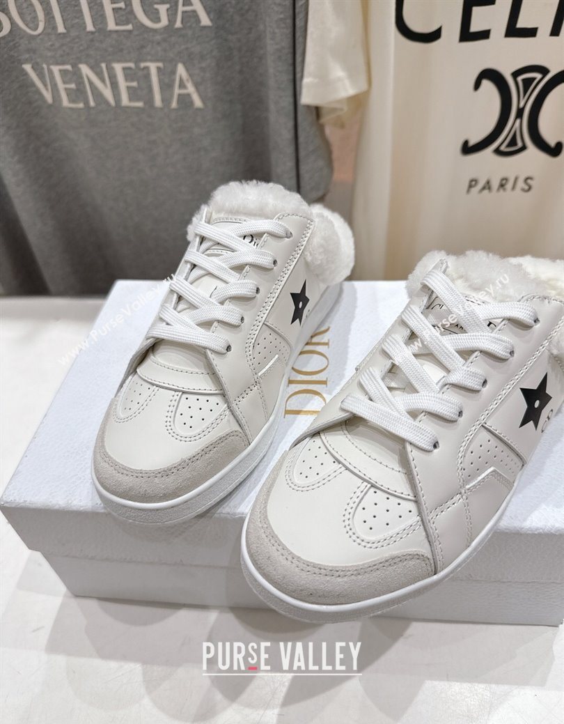 Dior Star Sneaker Mules in Calfskin Leather and Wool White2 2025 1029 (MD-251029062)