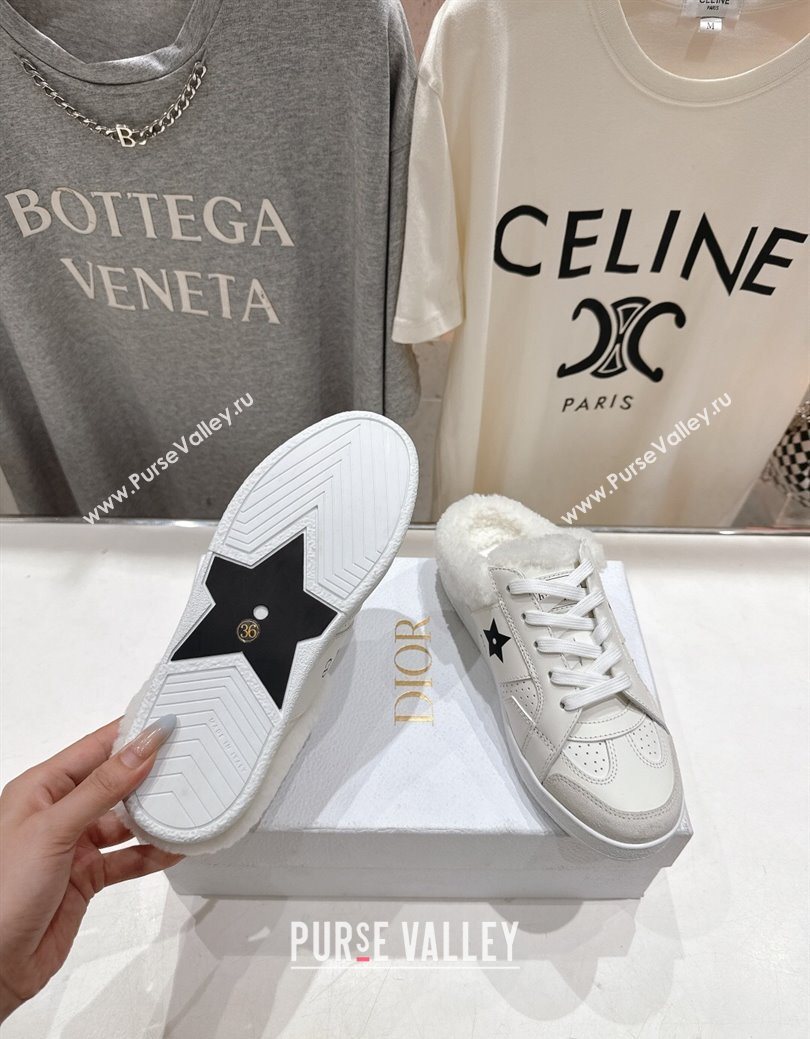 Dior Star Sneaker Mules in Calfskin Leather and Wool White2 2025 1029 (MD-251029062)