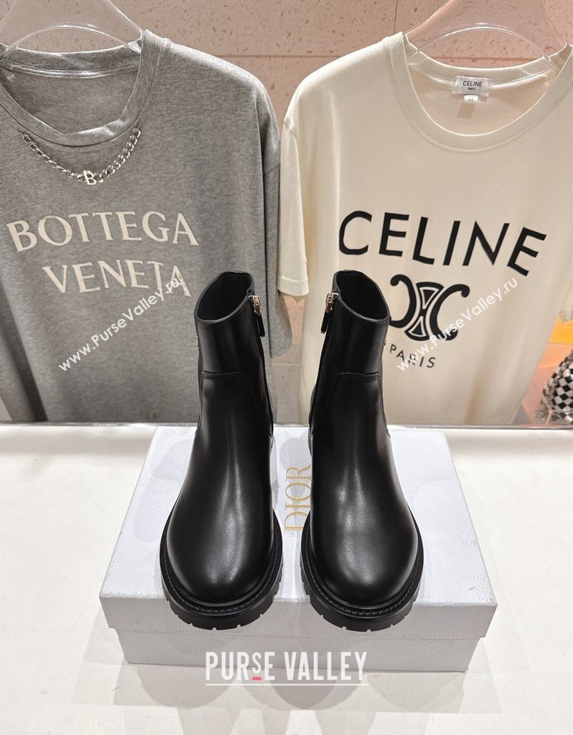 Dior D-Town Flat Ankle Boots in Black Calfskin Leather with Signature Black 2025 1029 (MD-251029032)